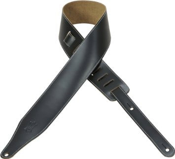 Levy's DM17 2.5" Leather Strap With Decorative Stitching - Black