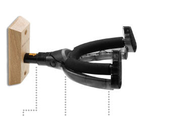 Hercules GSP29WB Auto Grip Universal Guitar Hanger-Wall Mounting W/ Wood Base, Short Arm