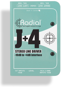 Radial J+4 Balanced -10dB to +4dB Signal Driver