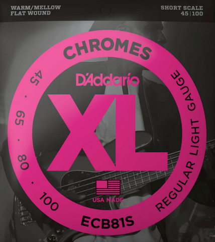 D'ADDARIO ECB81S CHROMES 45-100 SHORT SCALE FLATWOUND BASS STRINGS