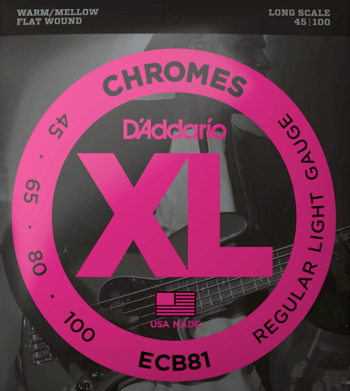 D'ADDARIO ECB81 CHROMES 45-100 LONG SCALE FLATWOUND BASS STRINGS