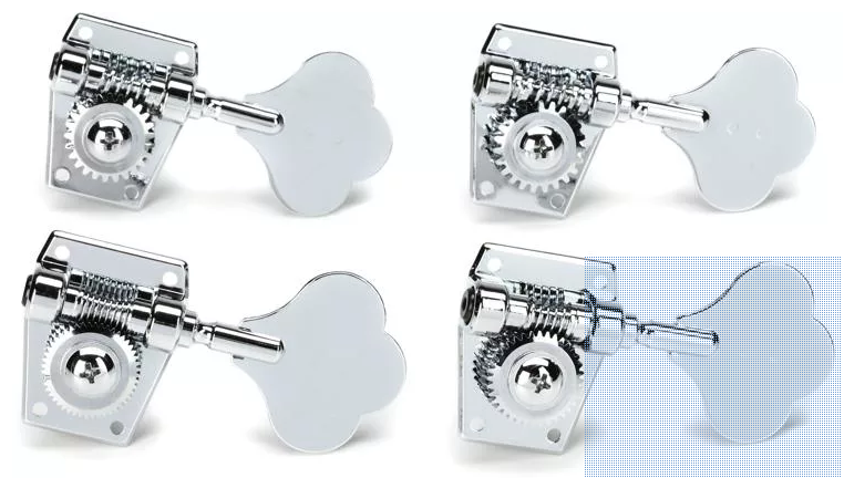 GRAPH TECH PRB-4401-C0 BASS RATIO 4-IN-LINE OPEN BACK TUNING MACHINES - CHROME