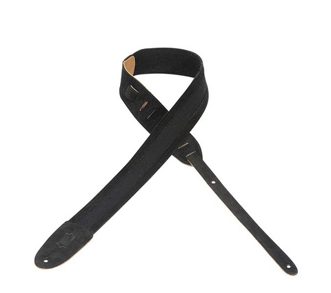Levy's Cotton Guitar Strap w/ Suede Ends & Trim - Black