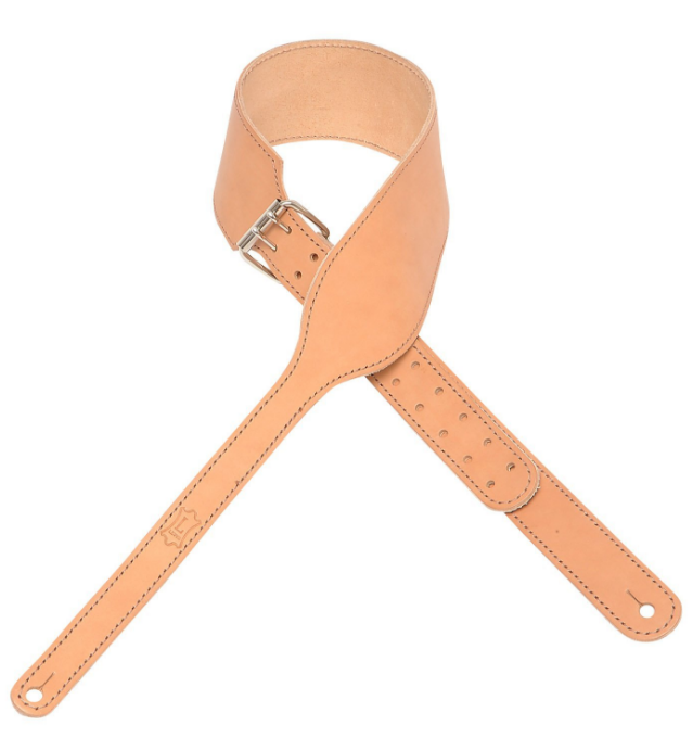 Levy's Carving Leather Guitar Strap w/ Heavy Harness Stitching - Natural