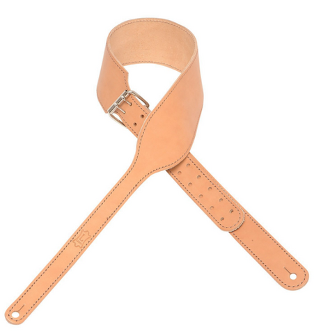 Levy's Carving Leather Guitar Strap w/ Heavy Harness Stitching - Natural