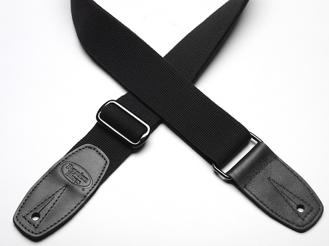 Reunion Blues Merino Wool Guitar Strap - Black w/ Black Leather Ends