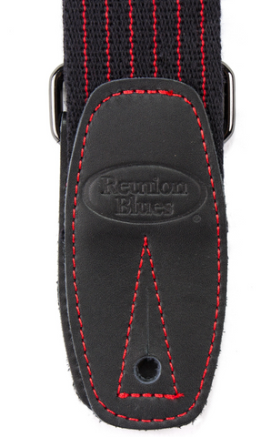Reunion Blues Merino Wool Guitar Strap - Red Pinstripe w/ Black Leather Ends