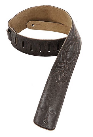 Levy's DM1SG Garment Leather Strap Suede Back w/ Decorative Stitch - Dark Brown